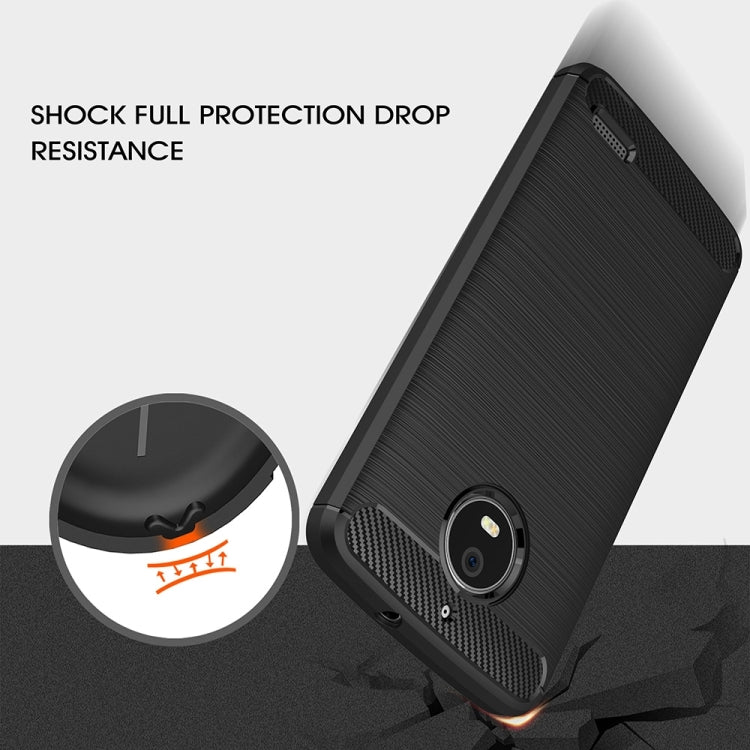 For Motorola Moto E4 (EU Version) Brushed Texture Carbon Fiber Shockproof TPU Rugged Armor Protective Case