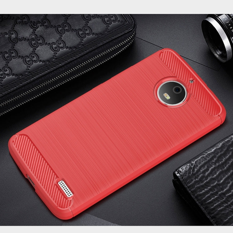 For Motorola Moto E4 (EU Version) Brushed Texture Carbon Fiber Shockproof TPU Rugged Armor Protective Case