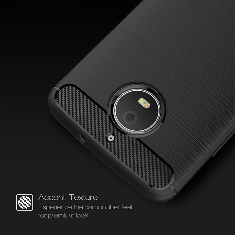 For Motorola Moto E4 (EU Version) Brushed Texture Carbon Fiber Shockproof TPU Rugged Armor Protective Case