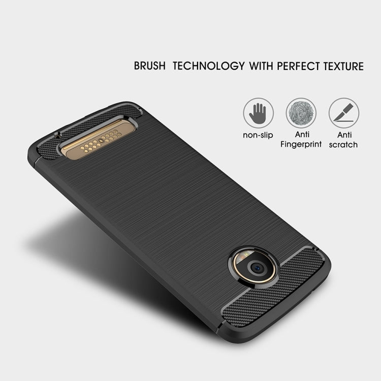 For Motorola Moto Z2 Play Brushed Texture Carbon Fiber Shockproof TPU Rugged Armor Protective Case