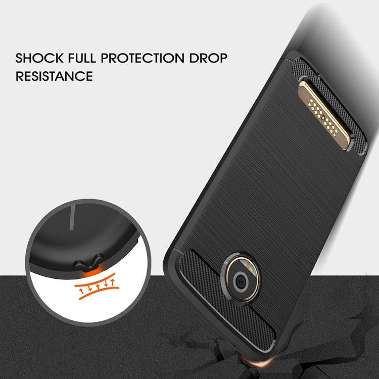 For Motorola Moto Z2 Play Brushed Texture Carbon Fiber Shockproof TPU Rugged Armor Protective Case