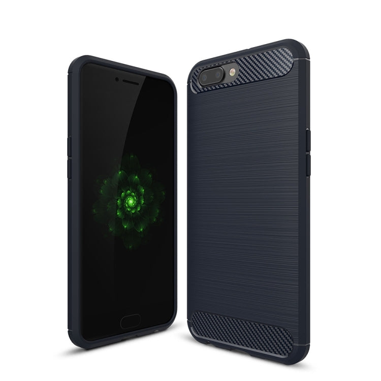 For OPPO R11 Plus Brushed Texture Carbon Fiber Shockproof TPU Rugged Armor Protective Case
