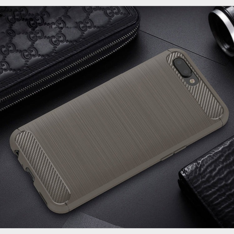 For OPPO R11 Brushed Texture Carbon Fiber Shockproof TPU Rugged Armor Protective Case