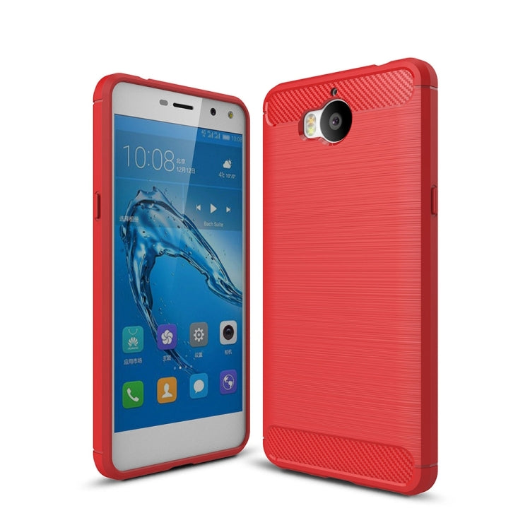 For Huawei Y5 (2017) Brushed Texture Carbon Fiber Shockproof TPU Rugged Armor Protective Case
