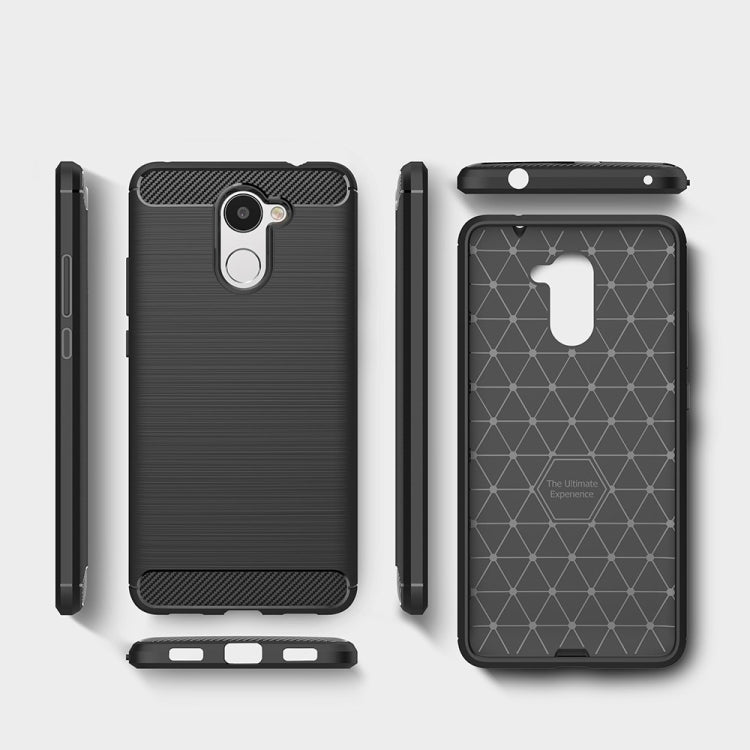 For Huawei Enjoy 7 Plus Brushed Texture Carbon Fiber Shockproof TPU Rugged Armor Protective Case