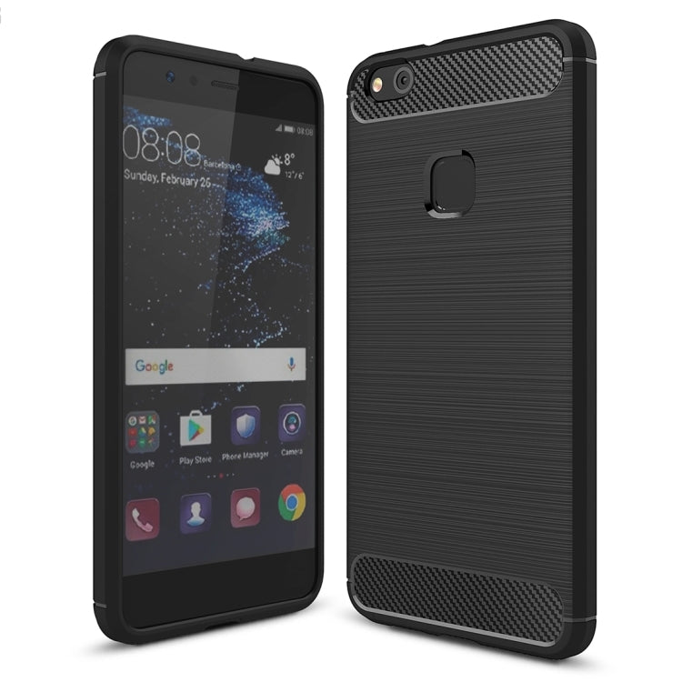 For Huawei P10 Lite Brushed Carbon Fiber Texture Shockproof TPU Protective Cover Case