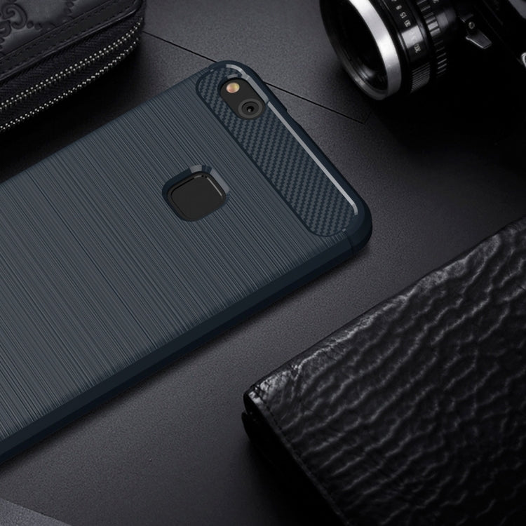 For Huawei P10 Lite Brushed Carbon Fiber Texture Shockproof TPU Protective Cover Case