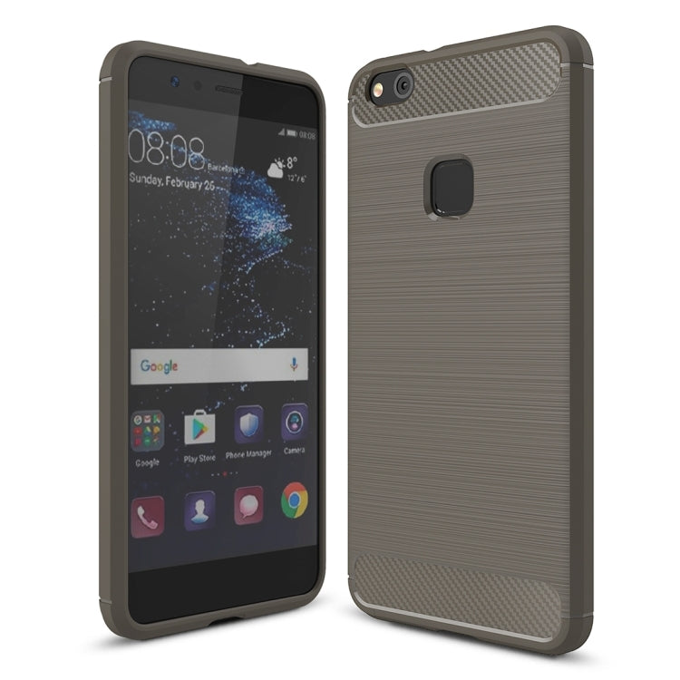 For Huawei P10 Lite Brushed Carbon Fiber Texture Shockproof TPU Protective Cover Case