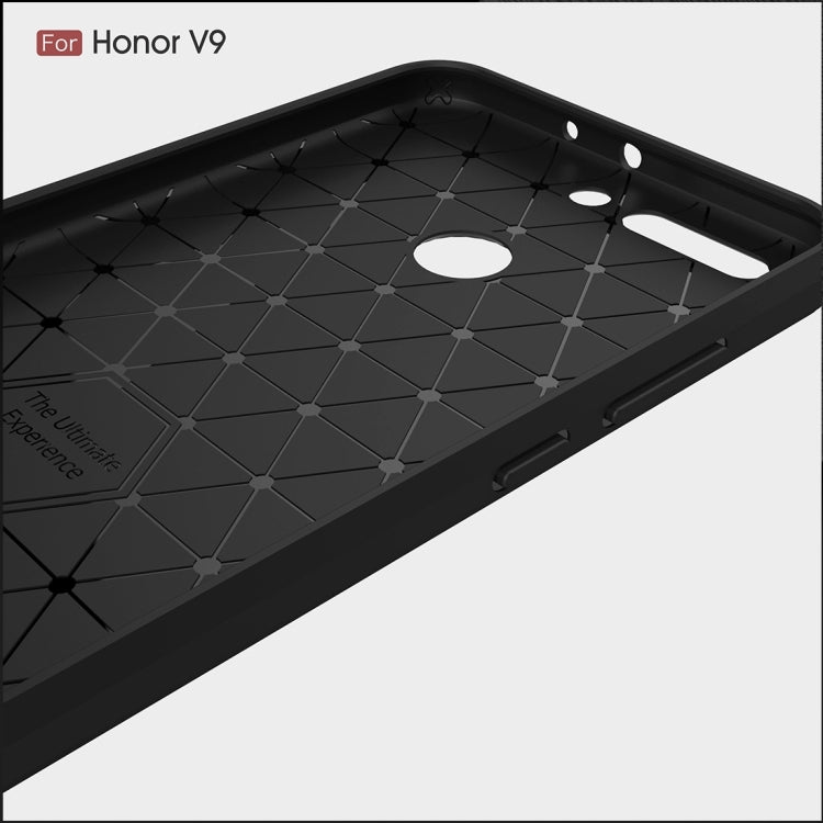 For Huawei Honor V9 Brushed Carbon Fiber Texture Shockproof TPU Protective Cover Case