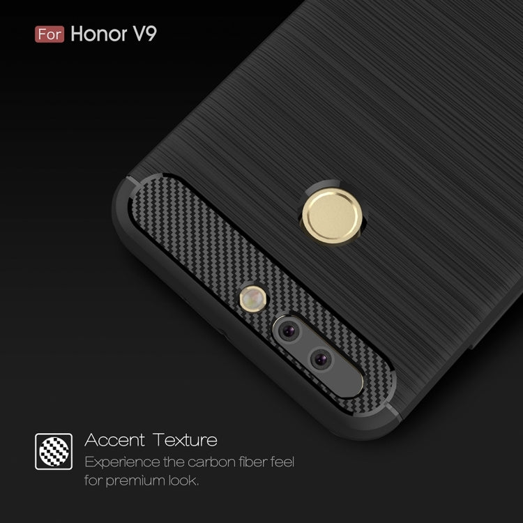 For Huawei Honor V9 Brushed Carbon Fiber Texture Shockproof TPU Protective Cover Case