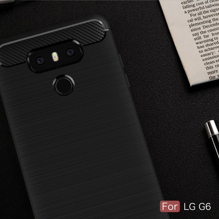 For LG G6 Brushed Carbon Fiber Texture Shockproof TPU Protective Cover Case