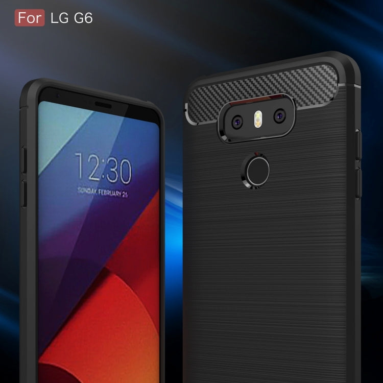 For LG G6 Brushed Carbon Fiber Texture Shockproof TPU Protective Cover Case