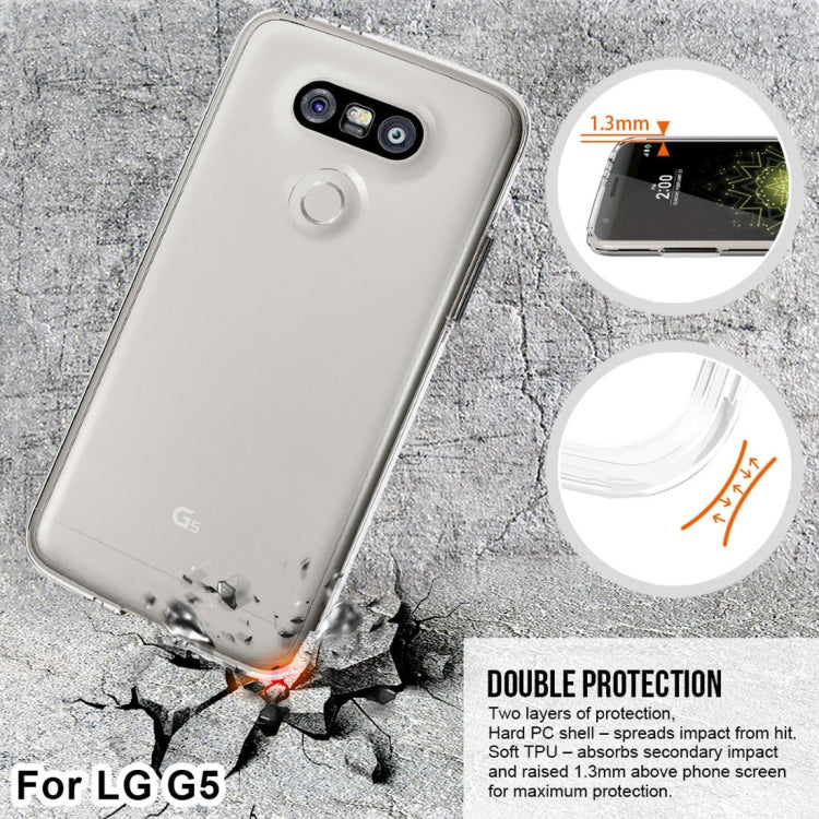 For LG G5 PC + TPU Chrome Plated Press Button Transparent Protective Back Cover Case(Transparent)
