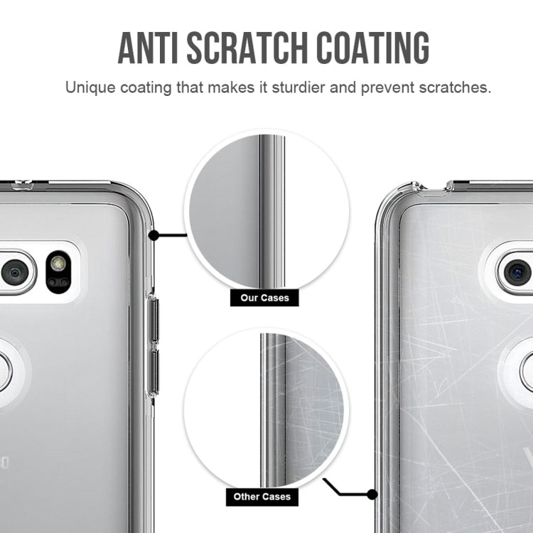 For LG V30 PC + TPU Chrome Plated Press Button Transparent Protective Back Cover Case(Transparent)