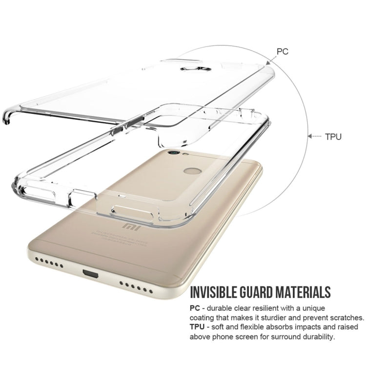For Xiaomi Redmi Note 5A & Redmi Note 5A Pro / Prime PC + TPU Chrome Plated Press Button Transparent Protective Back Cover Case(Transparent)