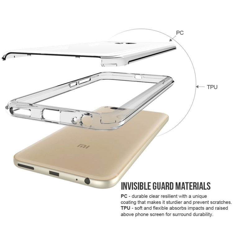 For Xiaomi Mi 5X / A1 PC + TPU Chrome Plated Press Button Transparent Protective Back Cover Case(Transparent)