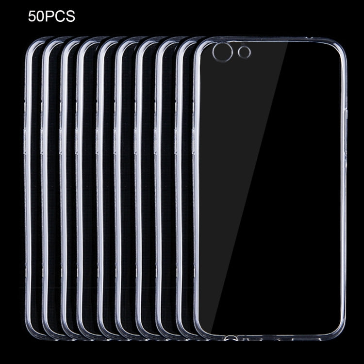 50 PCS for Oppo R9s Plus 0.75mm Ultra-thin Transparent TPU Protective Case(Transparent)