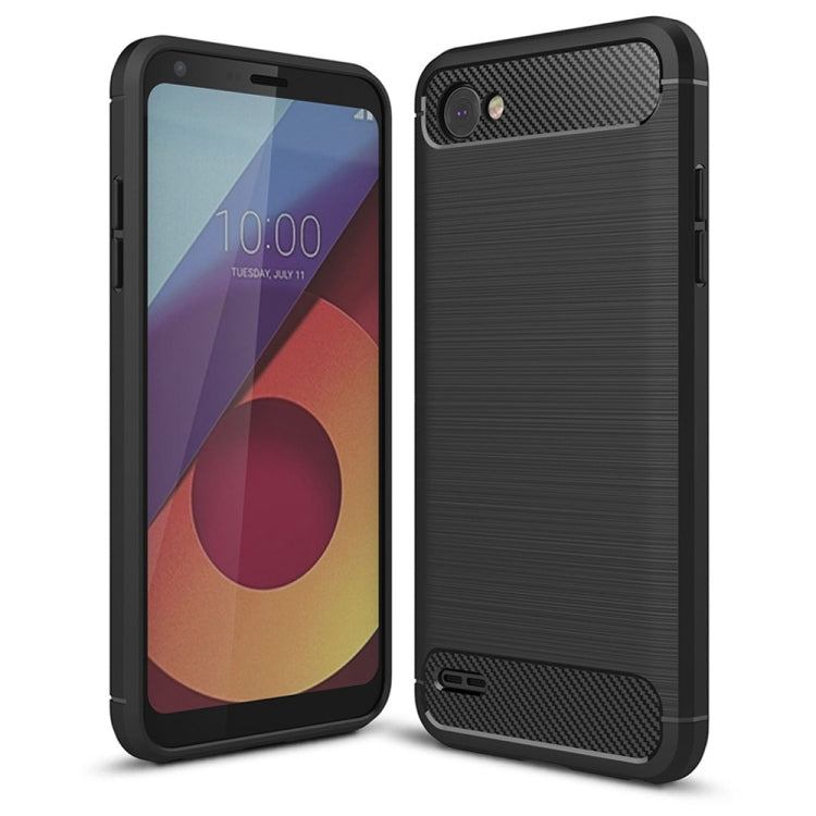 For LG Q6 Brushed Texture Carbon Fiber Shockproof TPU Rugged Armor Protective Case