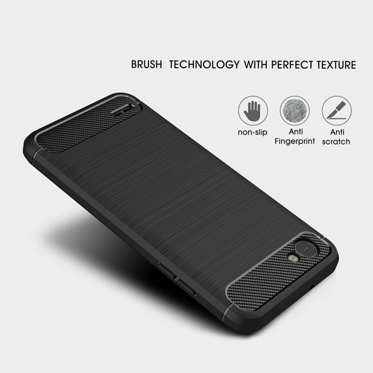 For LG Q6 Brushed Texture Carbon Fiber Shockproof TPU Rugged Armor Protective Case