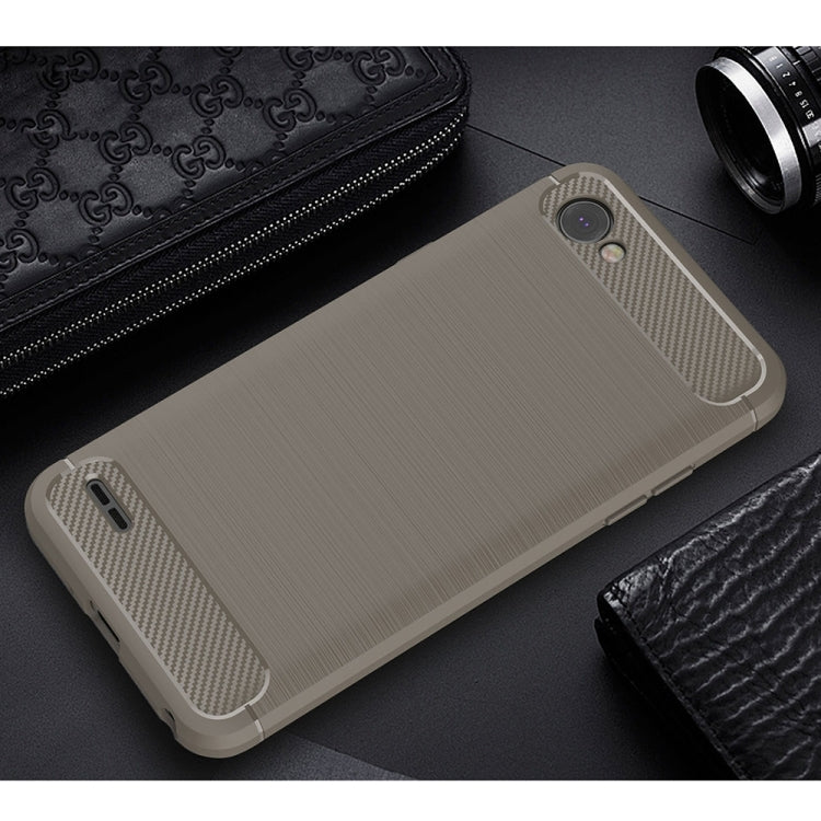 For LG Q6 Brushed Texture Carbon Fiber Shockproof TPU Rugged Armor Protective Case