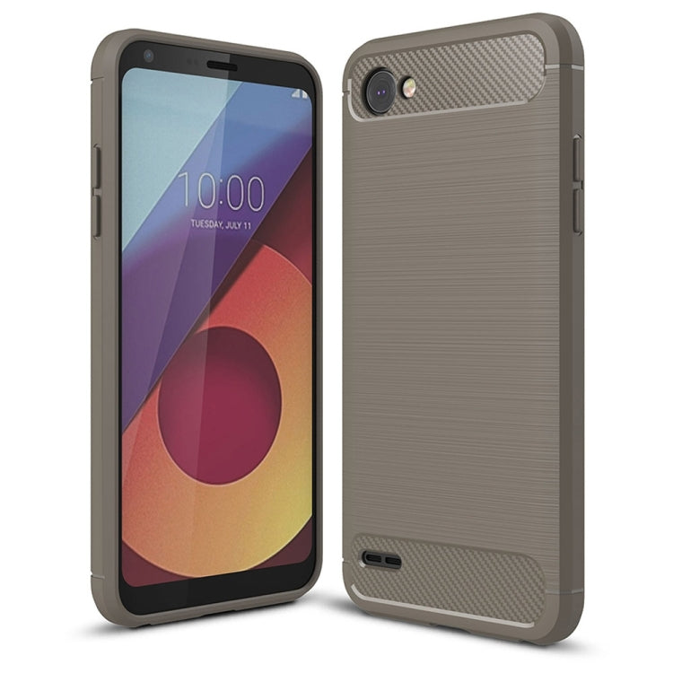 For LG Q6 Brushed Texture Carbon Fiber Shockproof TPU Rugged Armor Protective Case