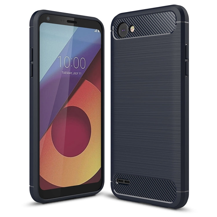 For LG Q6 Brushed Texture Carbon Fiber Shockproof TPU Rugged Armor Protective Case