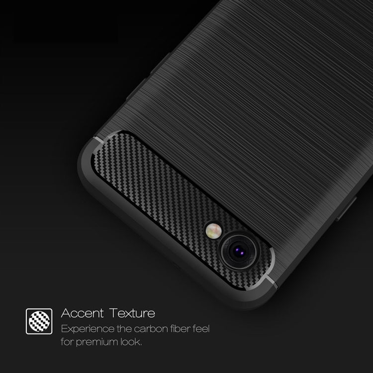 For LG Q6 Brushed Texture Carbon Fiber Shockproof TPU Rugged Armor Protective Case