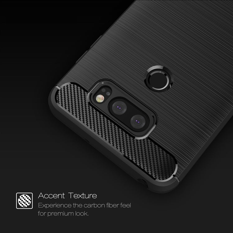 For LG V30 Brushed Texture Carbon Fiber Shockproof TPU Rugged Armor Protective Case