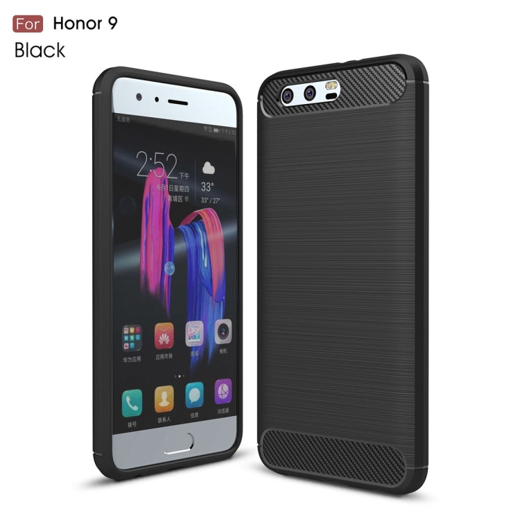 For Huawei Honor 9 Brushed Texture Carbon Fiber Shockproof TPU Rugged Armor Protective Case