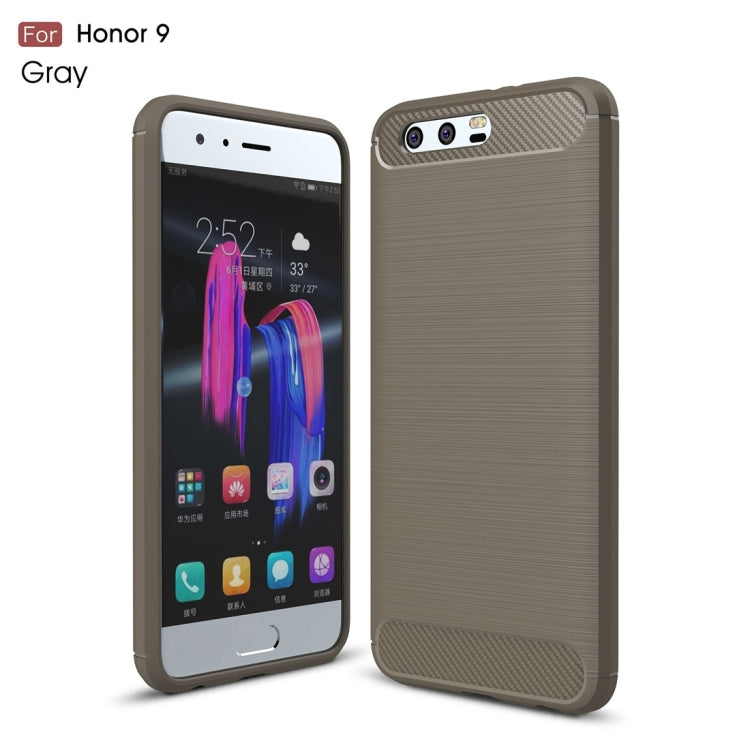 For Huawei Honor 9 Brushed Texture Carbon Fiber Shockproof TPU Rugged Armor Protective Case