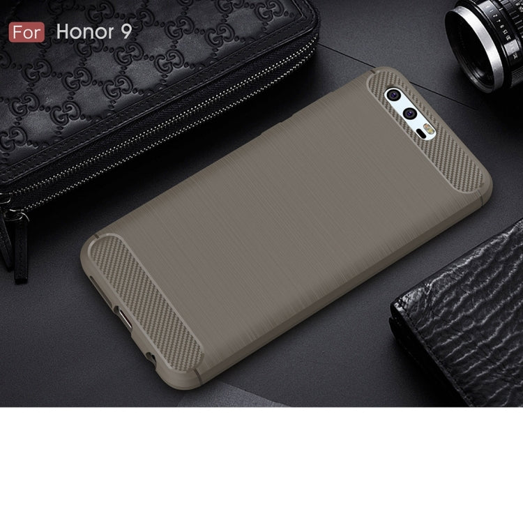 For Huawei Honor 9 Brushed Texture Carbon Fiber Shockproof TPU Rugged Armor Protective Case