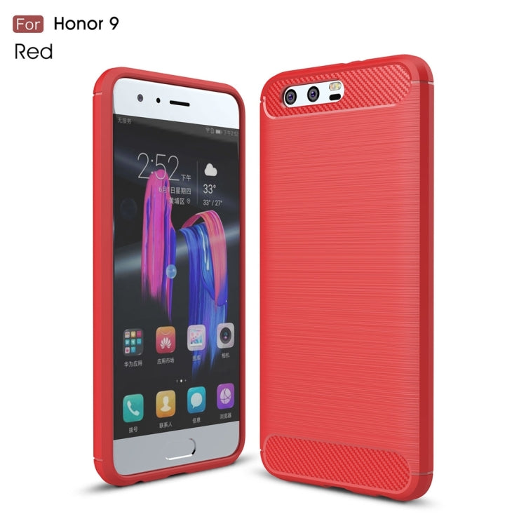 For Huawei Honor 9 Brushed Texture Carbon Fiber Shockproof TPU Rugged Armor Protective Case