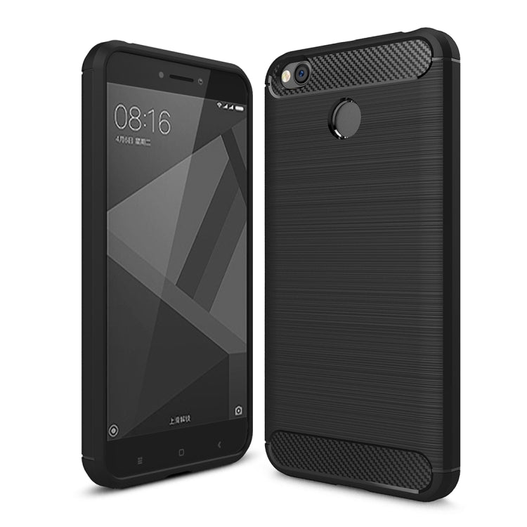 For Xiaomi Redmi 4X Brushed Carbon Fiber Texture Shockproof TPU Protective Cover Case