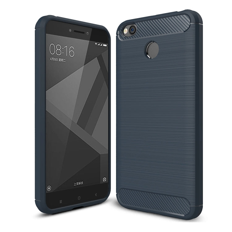 For Xiaomi Redmi 4X Brushed Carbon Fiber Texture Shockproof TPU Protective Cover Case