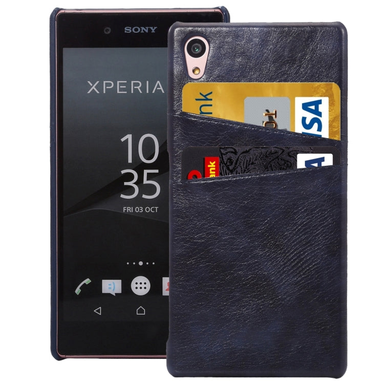 Oil Wax Crazy Horse Texture Leather Back Cover Case with Card Slots for Sony Xperia Z5