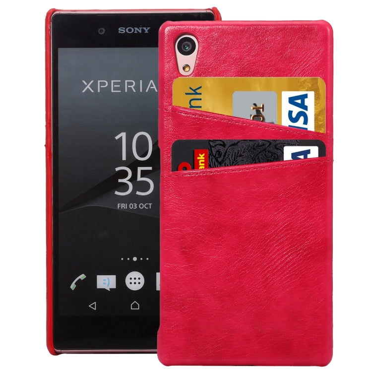 Oil Wax Crazy Horse Texture Leather Back Cover Case with Card Slots for Sony Xperia Z5