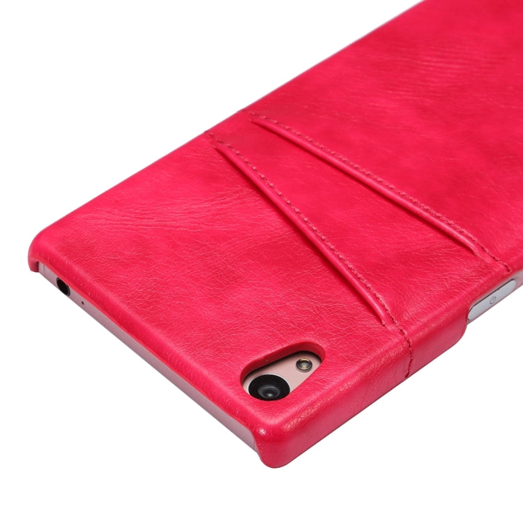 Oil Wax Crazy Horse Texture Leather Back Cover Case with Card Slots for Sony Xperia Z5