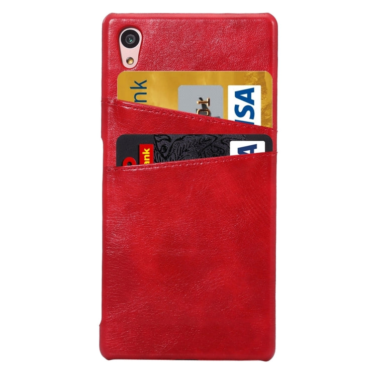 Oil Wax Crazy Horse Texture Leather Back Cover Case with Card Slots for Sony Xperia Z5