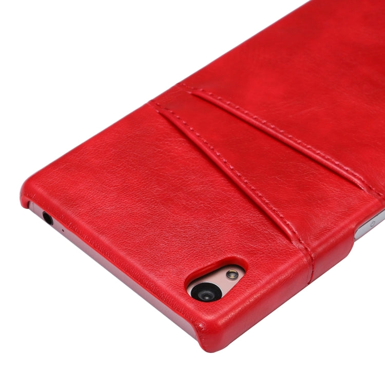 Oil Wax Crazy Horse Texture Leather Back Cover Case with Card Slots for Sony Xperia Z5