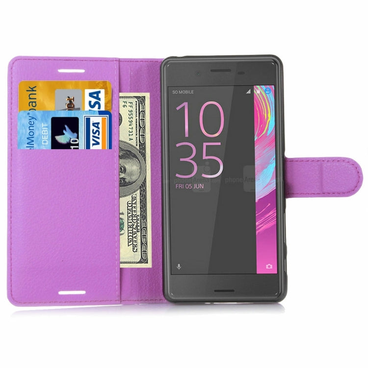 Litchi Texture Horizontal Flip Leather Case with Holder & Card Slots & Wallet for Sony Xperia X