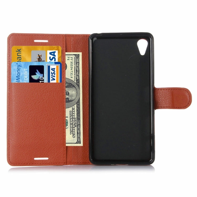 Litchi Texture Horizontal Flip Leather Case with Holder & Card Slots & Wallet for Sony Xperia X