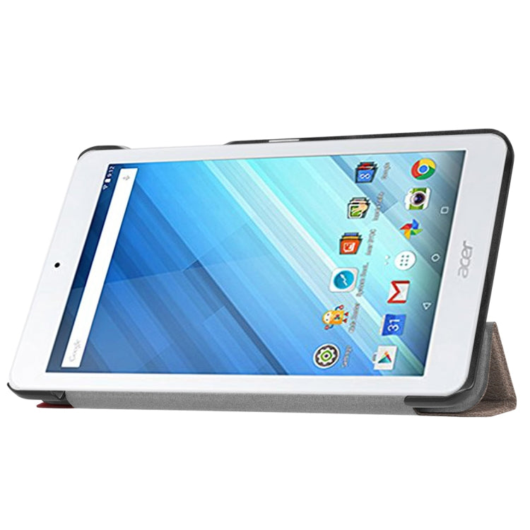 For Acer Iconia One 8 B1-860 Tablet Tri-Fold Custer Texture Horizontal Flip PU Leather Protective Case with Holder