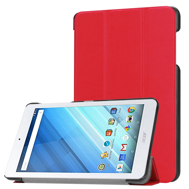 For Acer Iconia One 8 B1-860 Tablet Tri-Fold Custer Texture Horizontal Flip PU Leather Protective Case with Holder