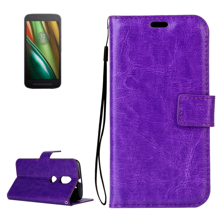 For Motorola Moto E3 Power Crazy Horse Texture Horizontal Flip Leather Protective Case with Holder & Card Slots & Wallet & Lanyard & Photo Frame