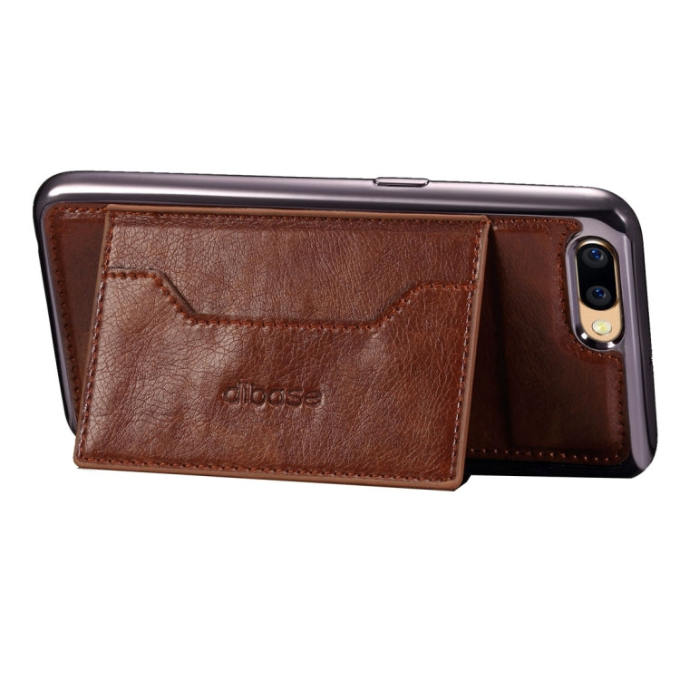 For OPPO R11 Plus Electroplating TPU Crazy Horse Texture Protective Case with Holder & Card Slots & Lanyard