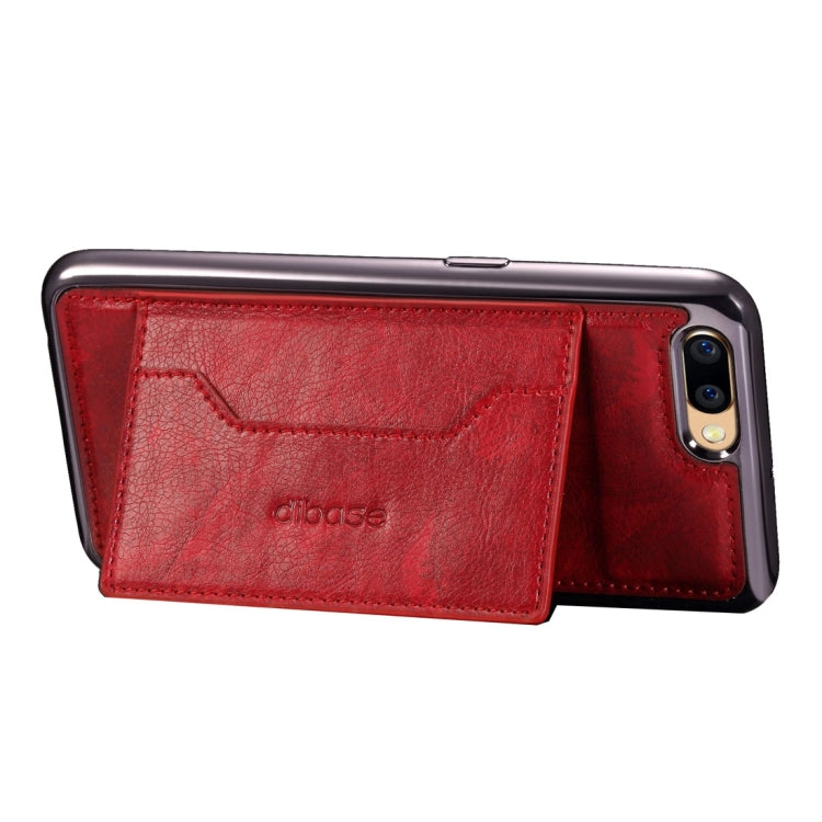 For OPPO R11 Electroplating TPU Crazy Horse Texture Protective Case with Holder & Card Slots & Lanyard