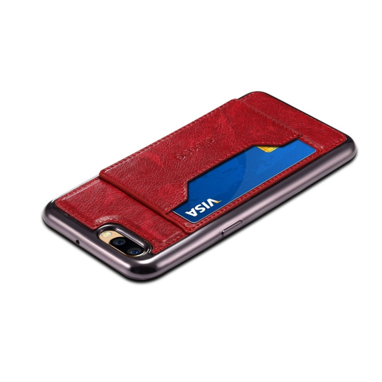 For OPPO R11 Electroplating TPU Crazy Horse Texture Protective Case with Holder & Card Slots & Lanyard