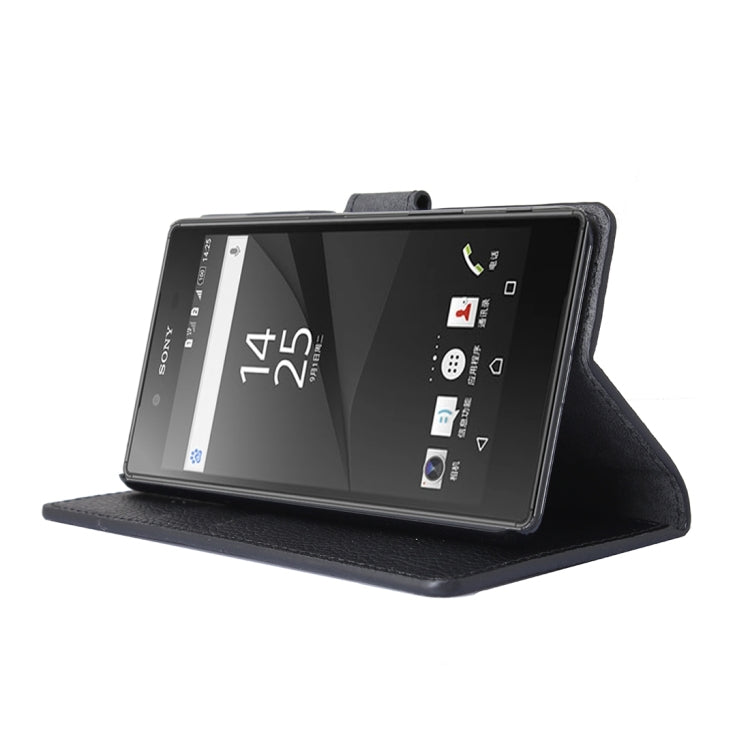 For Sony Xperia X Litchi Texture Horizontal Flip Leather Case with Holder & Card Slots & Wallet