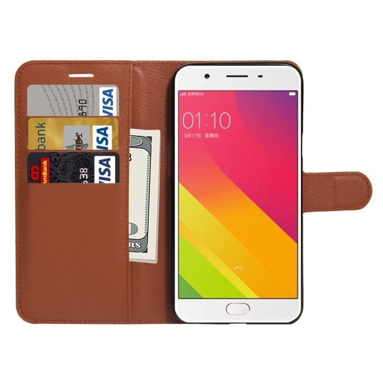 For OPPO A59 Litchi Texture Horizontal Flip Leather Case with Holder & Card Slots & Wallet