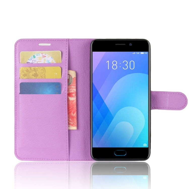 For Meizu M6 Note Litchi Texture PU +TPU Horizontal Flip Leather Case With Holder & Card Slots & Wallet